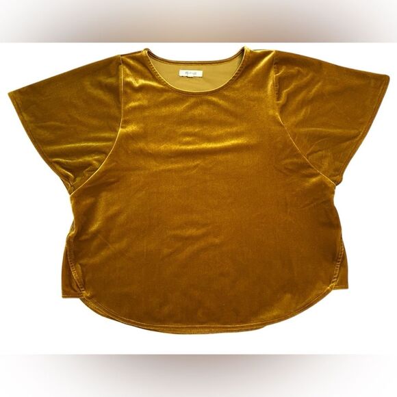 Madewell Vintage Gold Velvet Butterfly Short Sleeve Top - Picture 5 of 13